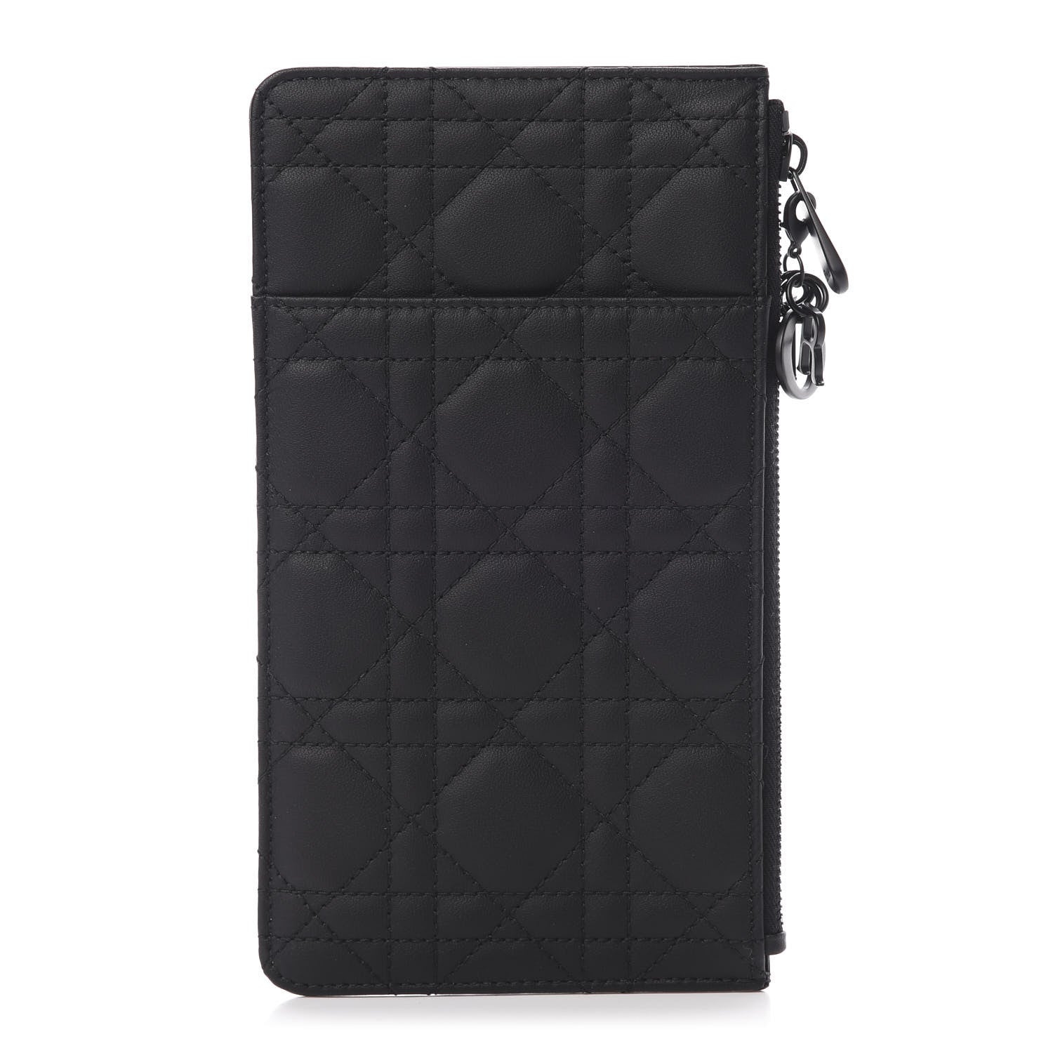 Christian Dior Ultra Matte Calfskin Cannage Large Lady Dior Zip Wallet Black 1 of 8