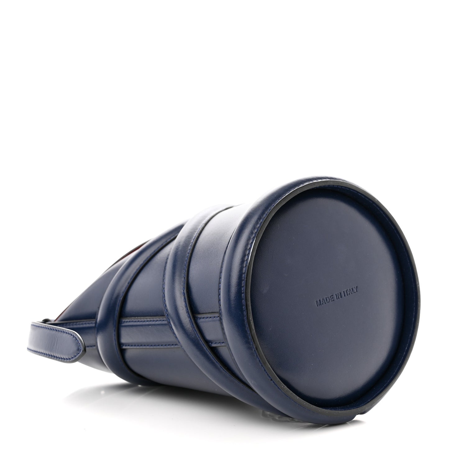 Calfskin Curve Bucket Bag Navy