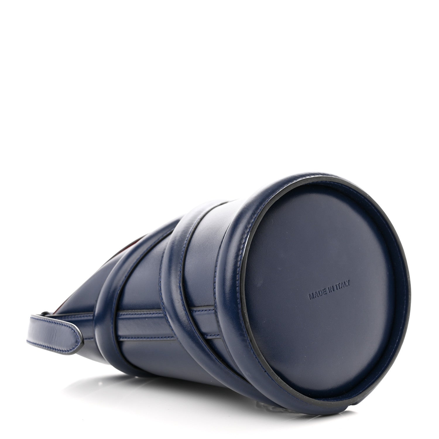 Alexander McQueen Calfskin Curve Bucket Bag Navy 4 of 10