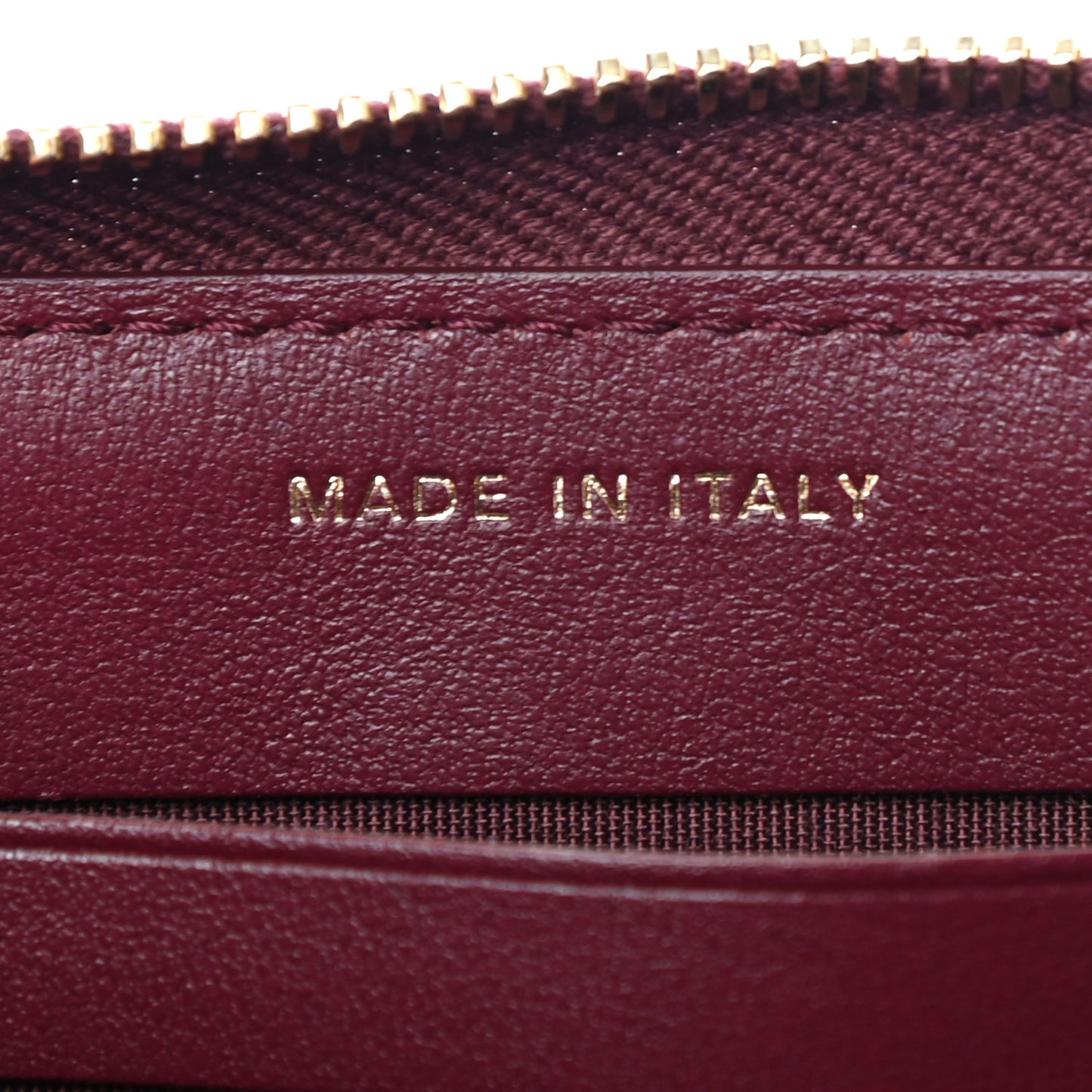 Lambskin Studded Quilted Zip Around Wallet Burgundy