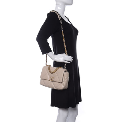 Chanel Goatskin Quilted Medium Chanel 19 Flap Beige 2 of 11