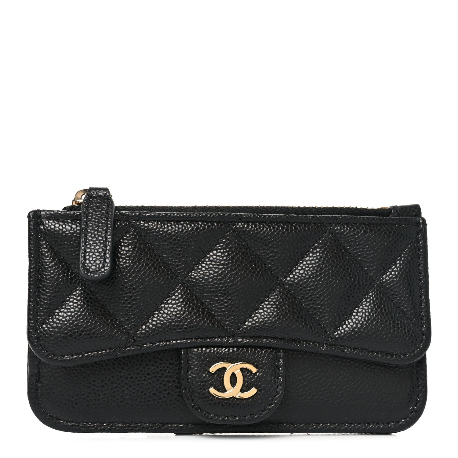 Chanel Caviar Quilted Flap Zip Card Holder Black 1 of 8
