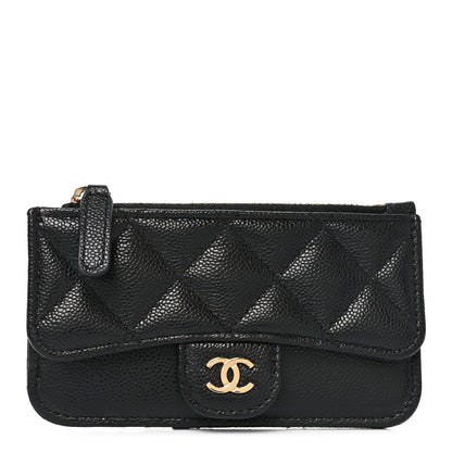 Chanel Caviar Quilted Flap Zip Card Holder Black 1 of 8