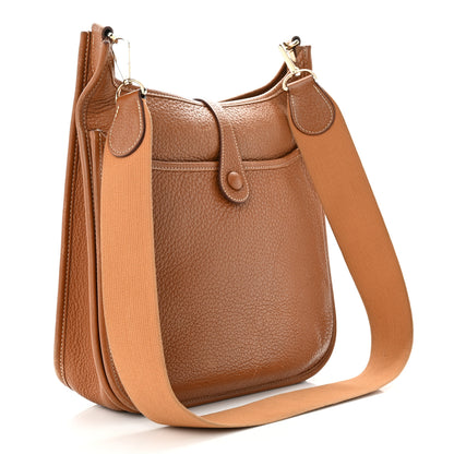 Hermes Taurillon Clemence Evelyne II PM Gold 3 of 13