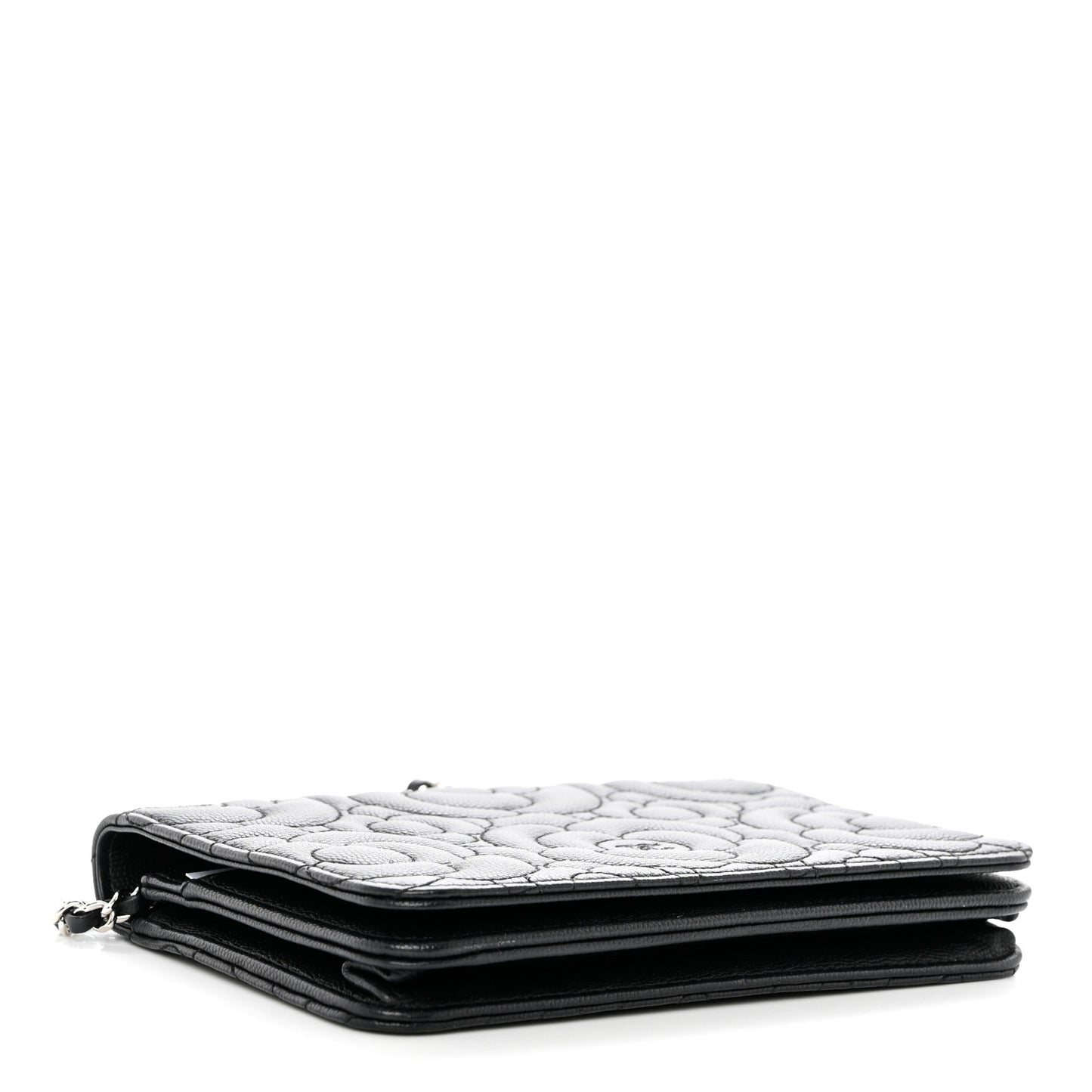 Caviar Camellia Embossed Wallet On Chain WOC Black
