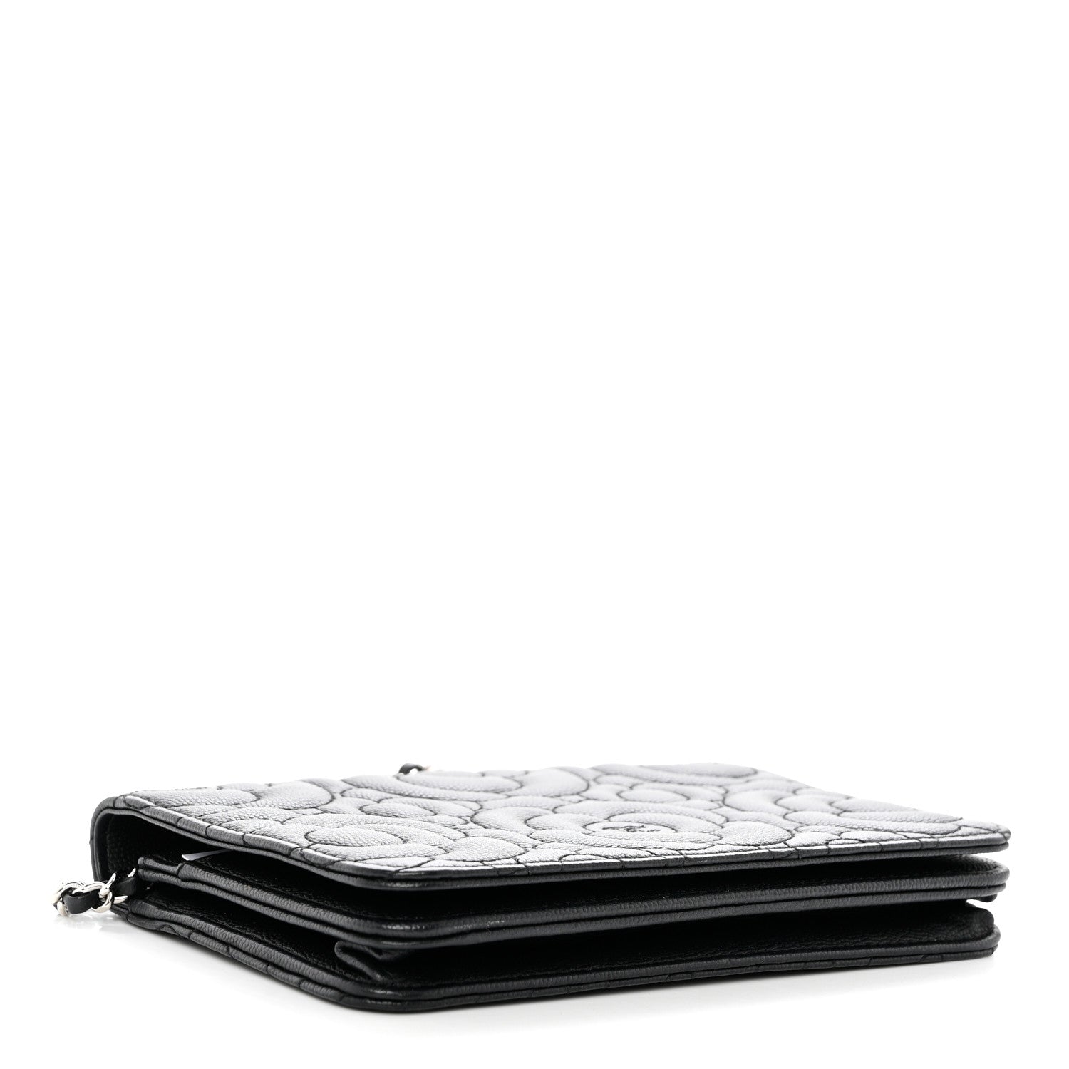 Chanel Caviar Camellia Embossed Wallet On Chain WOC Black 4 of 12