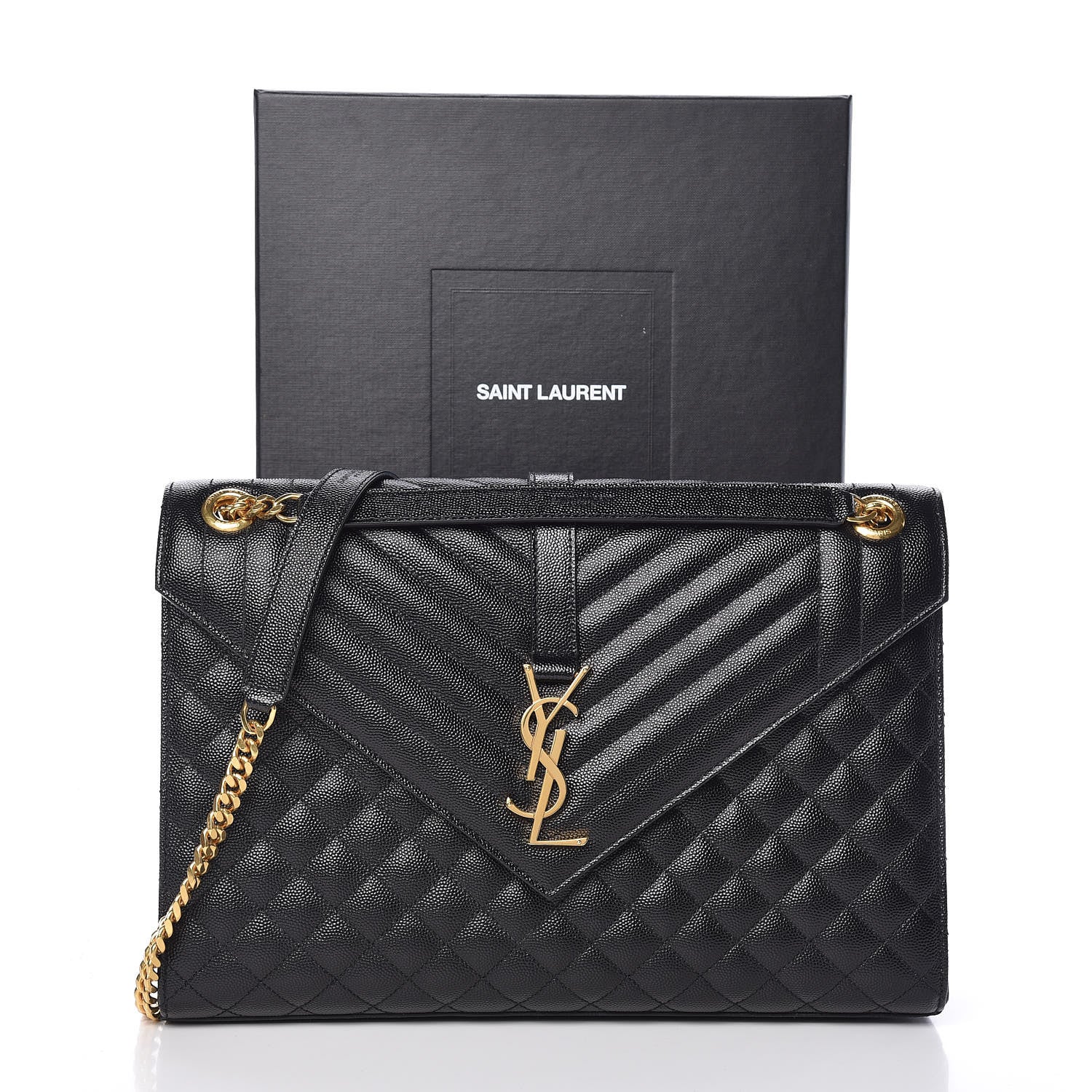 Saint Laurent Grain De Poudre Textured Mixed Matelasse Large Triquilt Monogram Satchel Black 11 of 11
