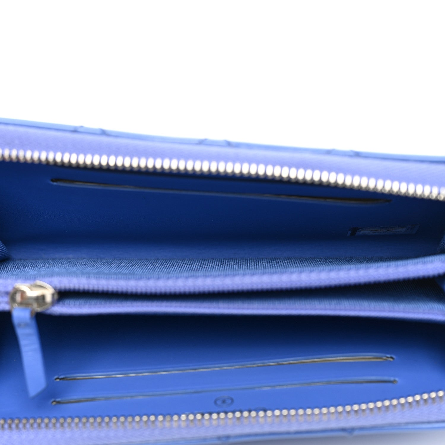 Chanel Patent Quilted Small Zip Around Wallet Blue 5 of 9