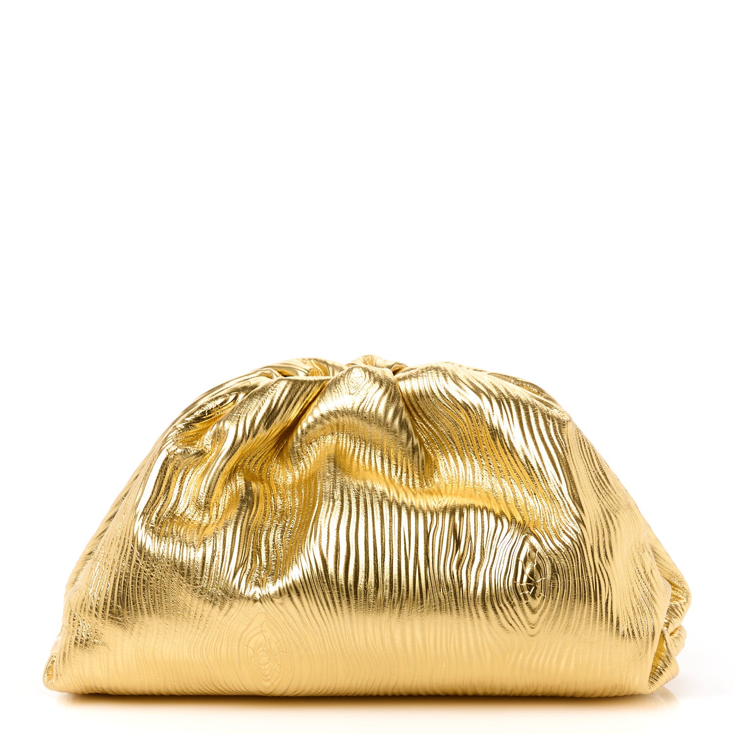 Bottega Veneta Metallic Bark Calfskin Embossed The Pouch Oversized Clutch Oro 1 of 11