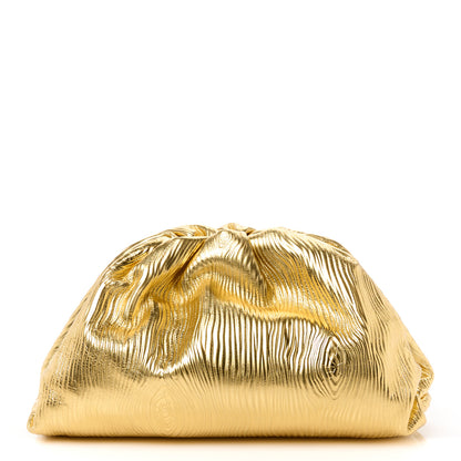 Bottega Veneta Metallic Bark Calfskin Embossed The Pouch Oversized Clutch Oro 1 of 11