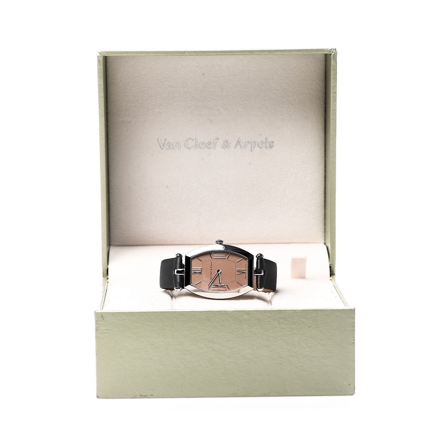 Van Cleef & Arpels Stainless Steel Calfskin 26mm Tonneau Quartz Watch Pink 6 of 6