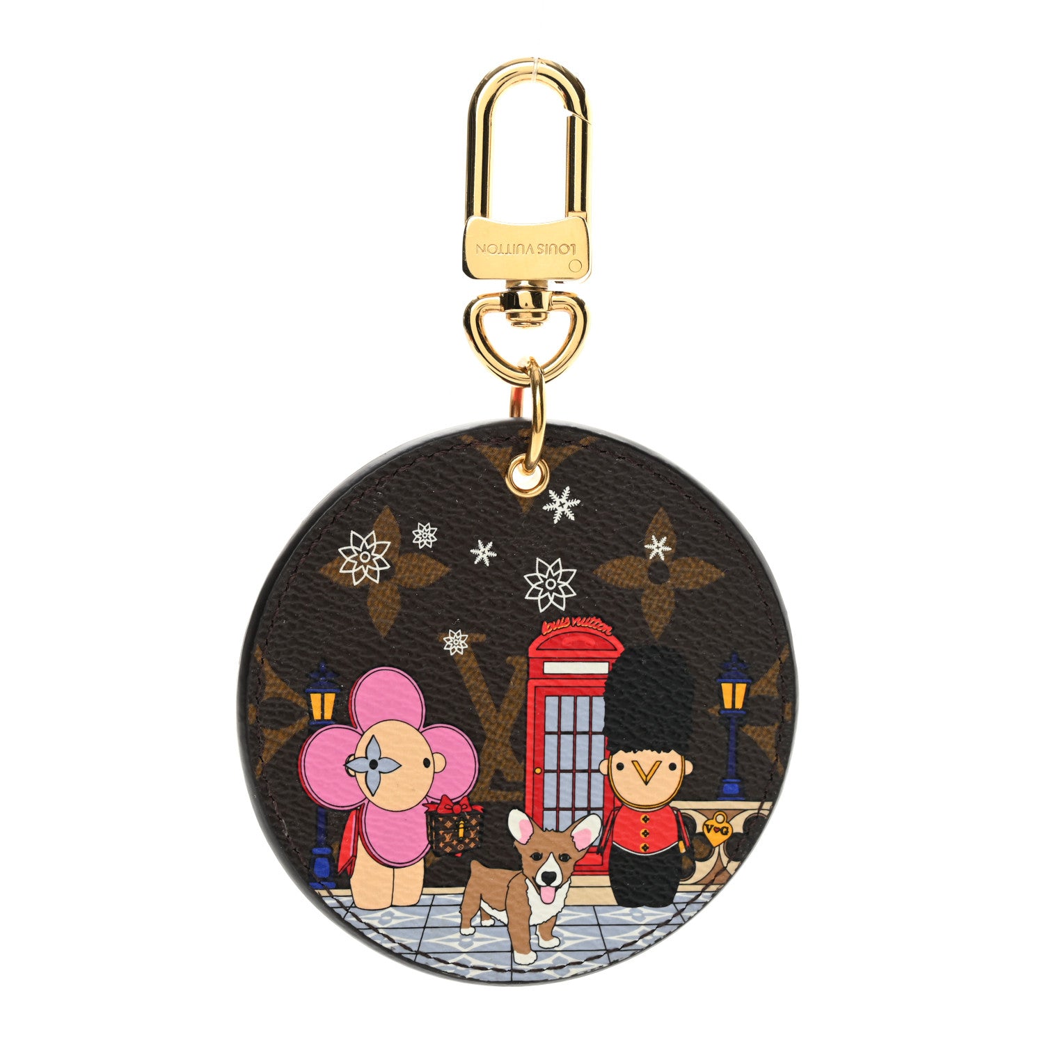 Louis Vuitton Monogram 2021 Christmas Animation London Bag Charm Key Ring Red 1 of 5