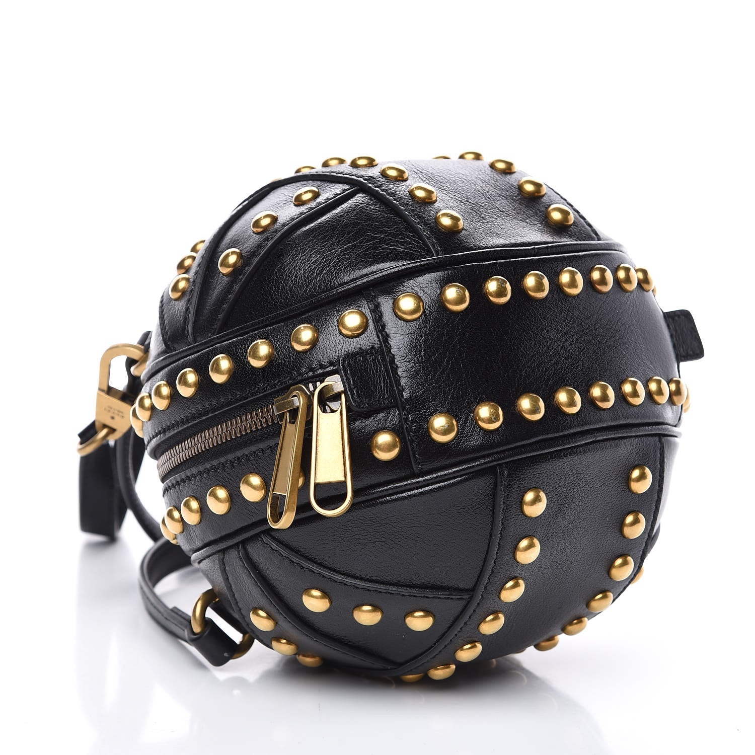 Gucci Calfskin Studded Mini Tifosa Baseball Shaped Shoulder Bag Black 4 of 10