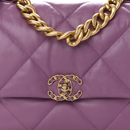 Chanel Goatskin Quilted Large Chanel 19 Flap Purple 8 of 11