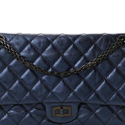 Chanel Metallic Calfskin Quilted 2.55 Reissue 226 Flap Dark Navy Blue 8 of 10