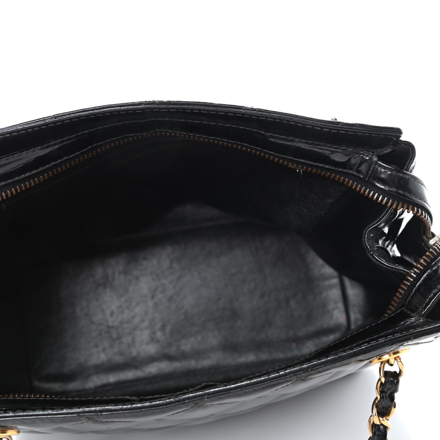 Patent Quilted CC Shoulder Bag Black