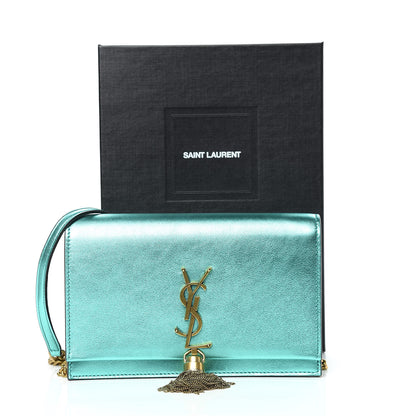 Saint Laurent Laminated Calfskin Classic Monogram Kate Tassel Chain Wallet Green 11 of 11