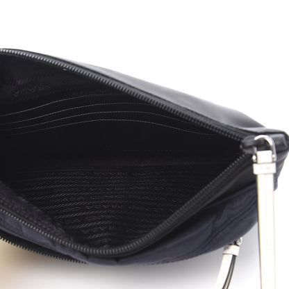 Prada Tessuto Nylon Saffiano Patch Camouflage Pouch Blue Black 5 of 7