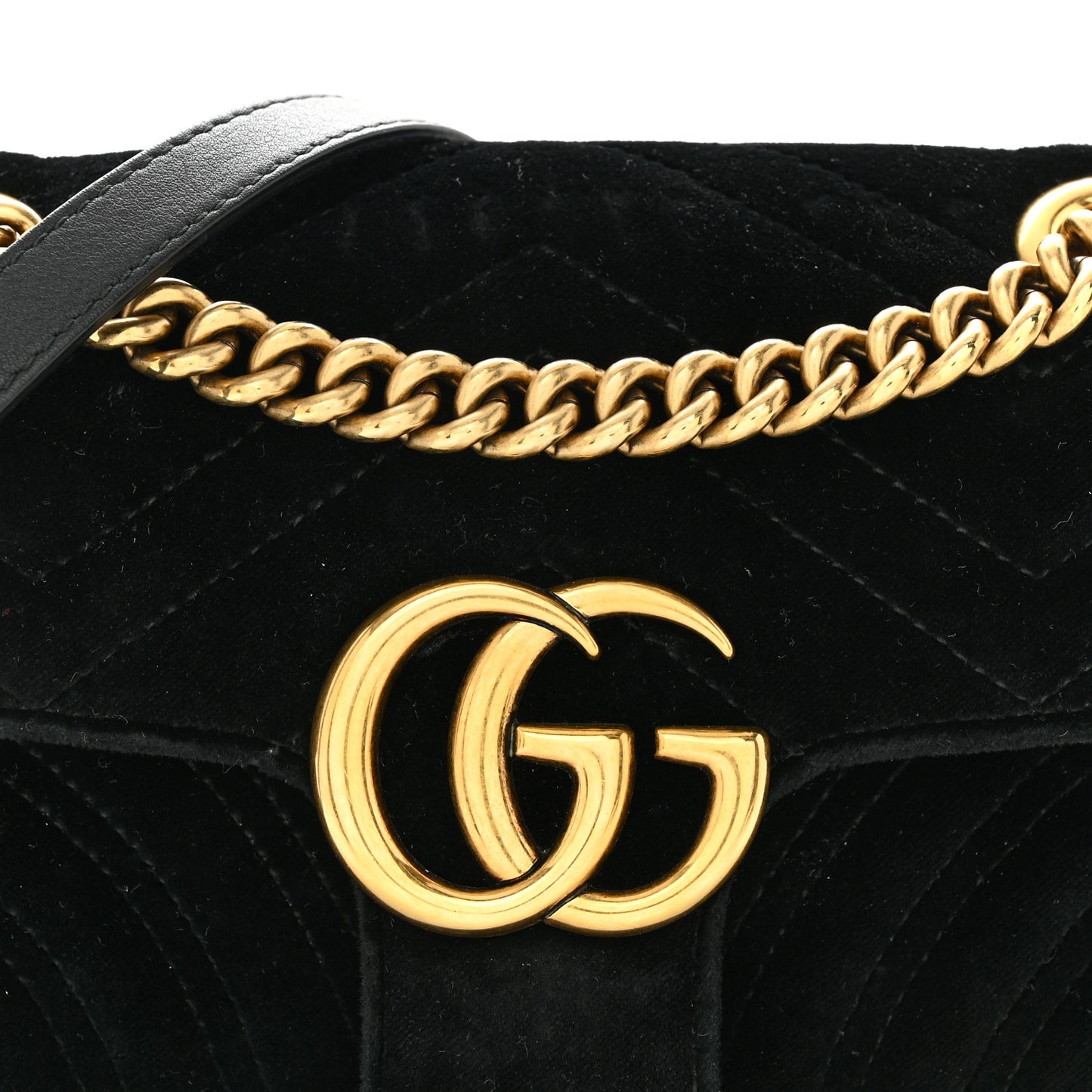Velvet Matelasse Mini GG Marmont Shoulder Bag Black