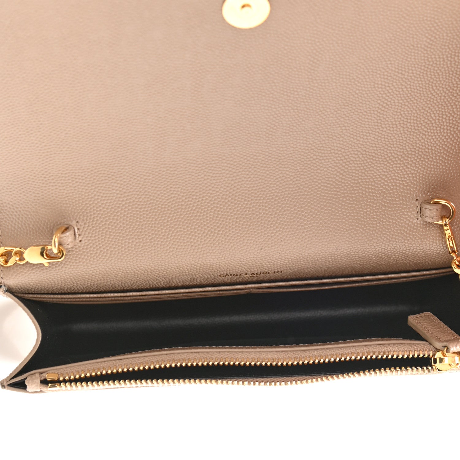 Saint Laurent Smooth Calfskin Classic Monogram Kate Tassel Chain Wallet Dark Beige 5 of 8