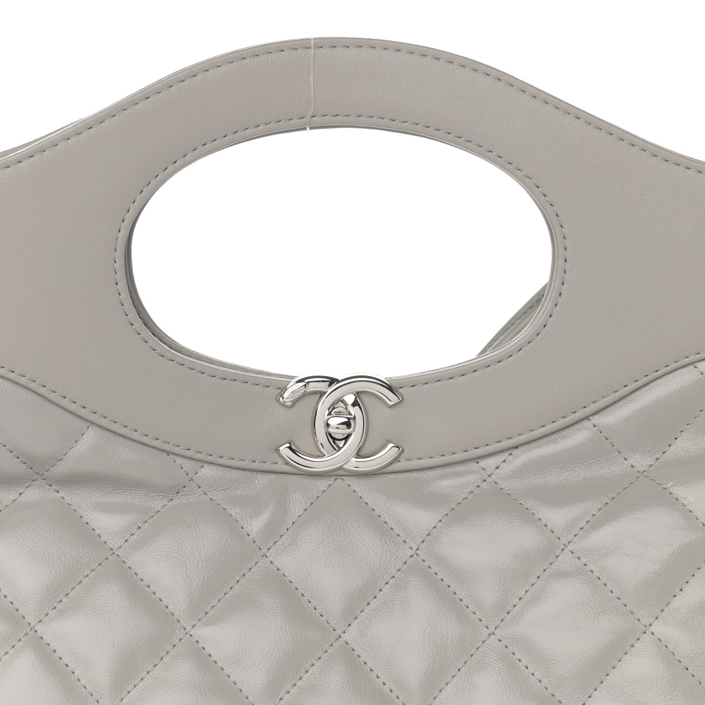 Lambskin Quilted Large 31 Shopping Bag Grey