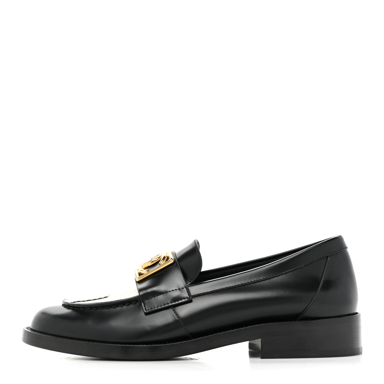 Chanel Shiny Calfskin CC Loafers Black White 38 Black White 1 of 11