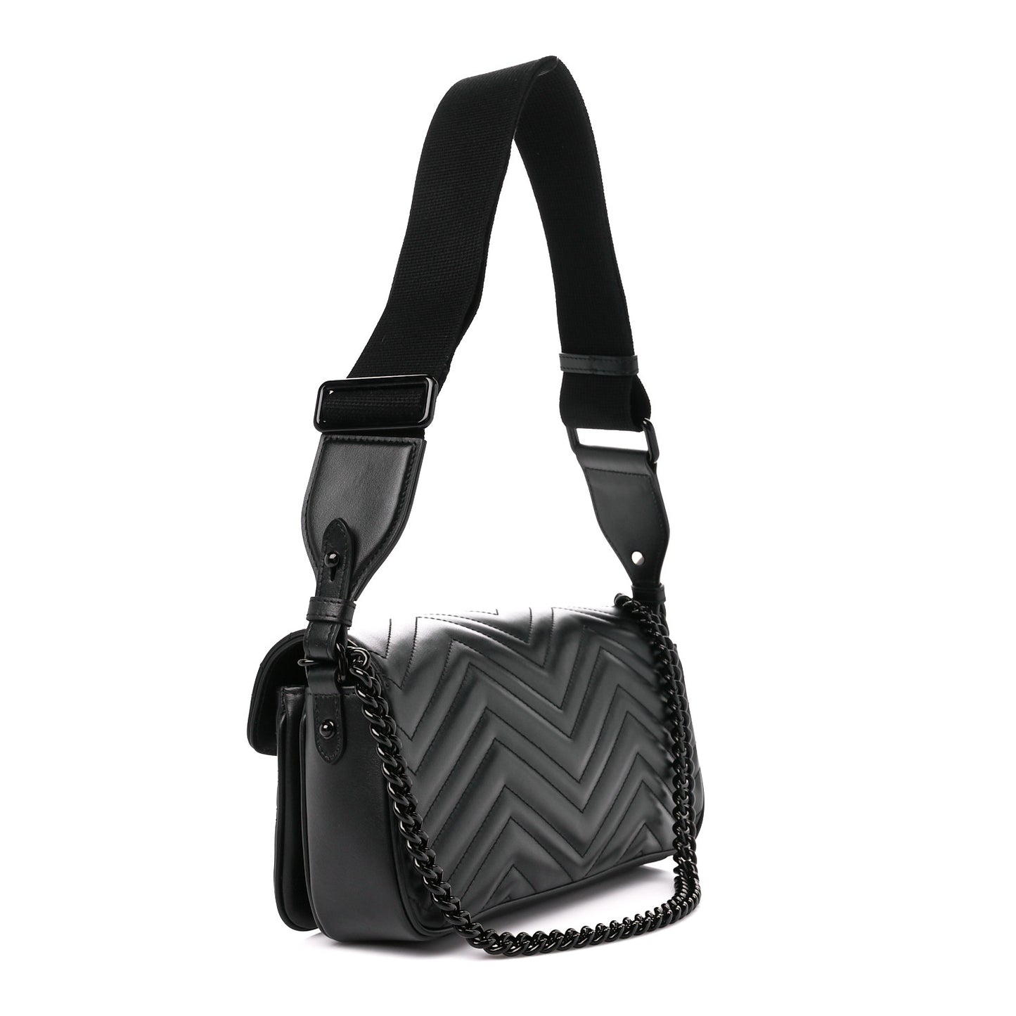 Calfskin Matelasse Monochrome GG Marmont Crossbody Shoulder Bag Black