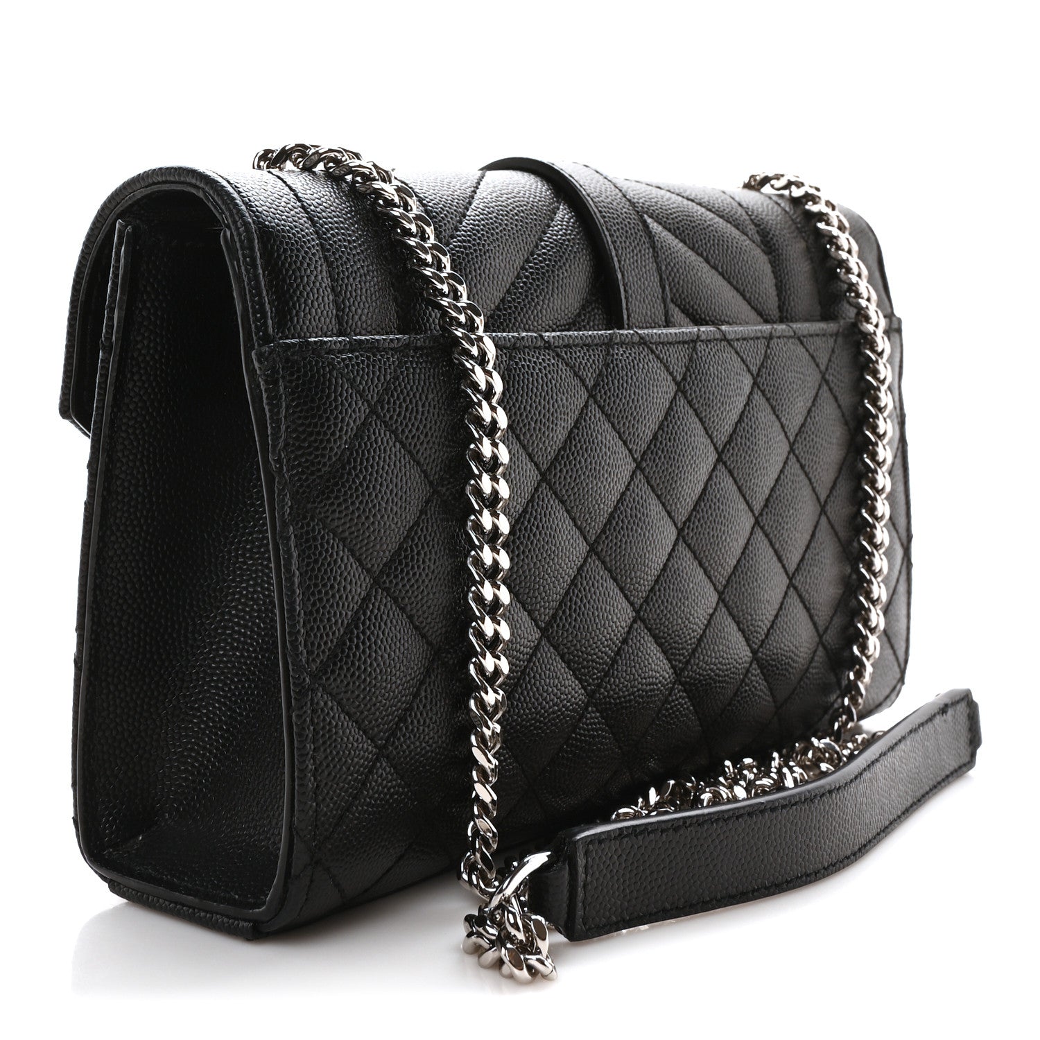 Saint Laurent Grain De Poudre Textured Mixed Matelasse Triquilt Small Monogram Satchel Black 3 of 10