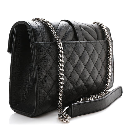 Saint Laurent Grain De Poudre Textured Mixed Matelasse Triquilt Small Monogram Satchel Black 3 of 10