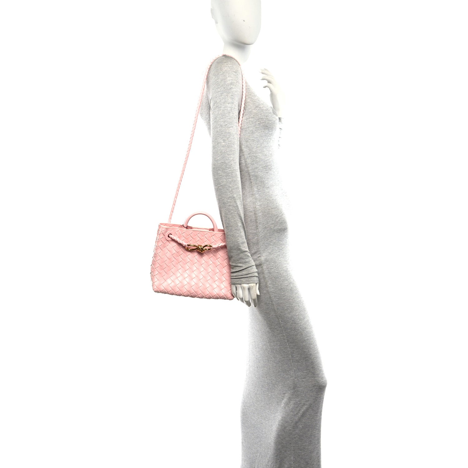 Bottega Veneta Nappa Intrecciato Small Andiamo Shoulder Bag Blush 2 of 10