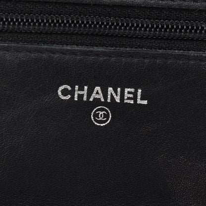 Chanel Lambskin Diamond Stitched Wallet On Chain WOC Black 6 of 13