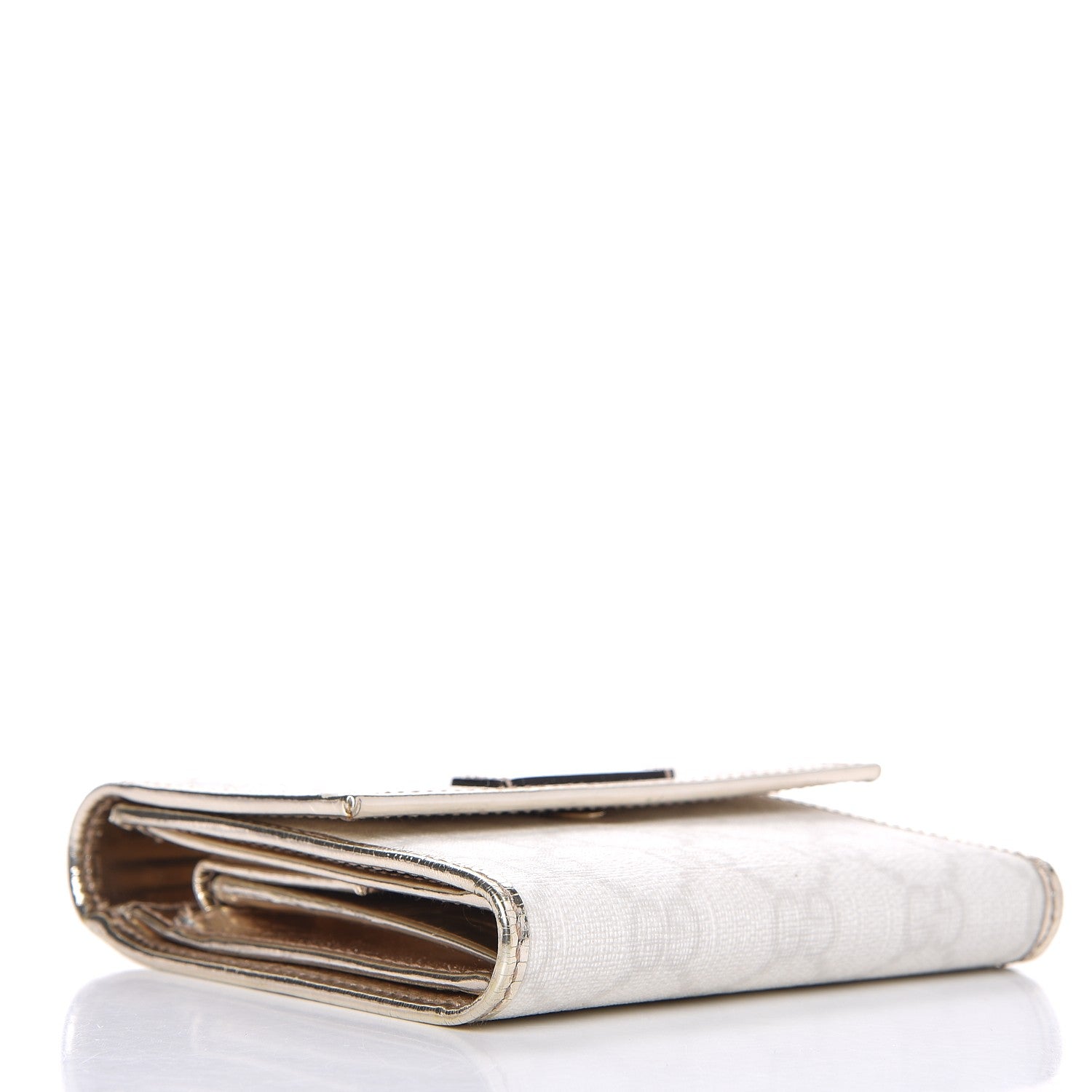 Gucci Monogram Joy French Flap Wallet White Silver 4 of 11
