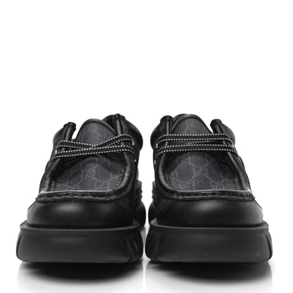 Gucci GG Supreme Monogram Quebec Calfskin Retro Interlocking G Mens Platform Derby Loafers 8.5 Black 2 of 8