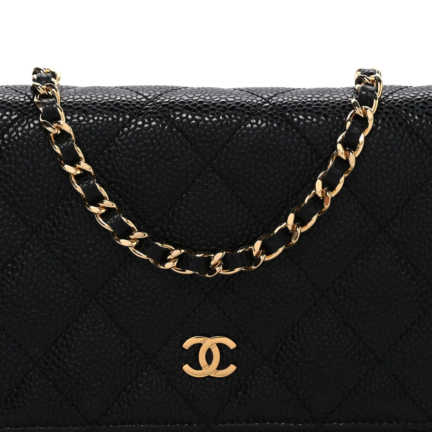 Caviar Quilted Wallet on Chain WOC Black
