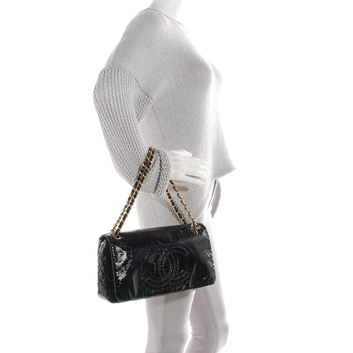 Chanel Vinyl Medium Rock and Chain Flap Black 2 of 8