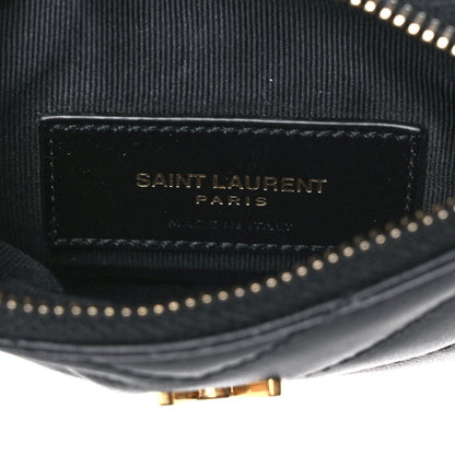 Saint Laurent Calfskin Matelasse Monogram Key Pouch Black 6 of 9