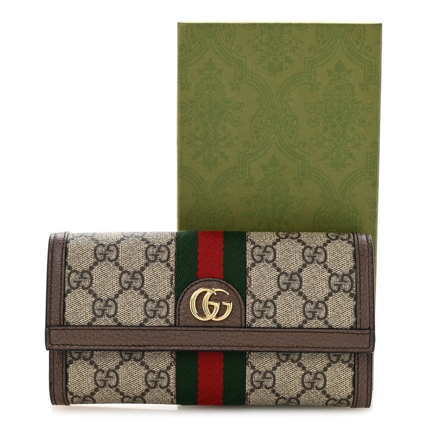 Gucci GG Supreme Monogram Web Ophidia Continental Wallet Brown 9 of 9
