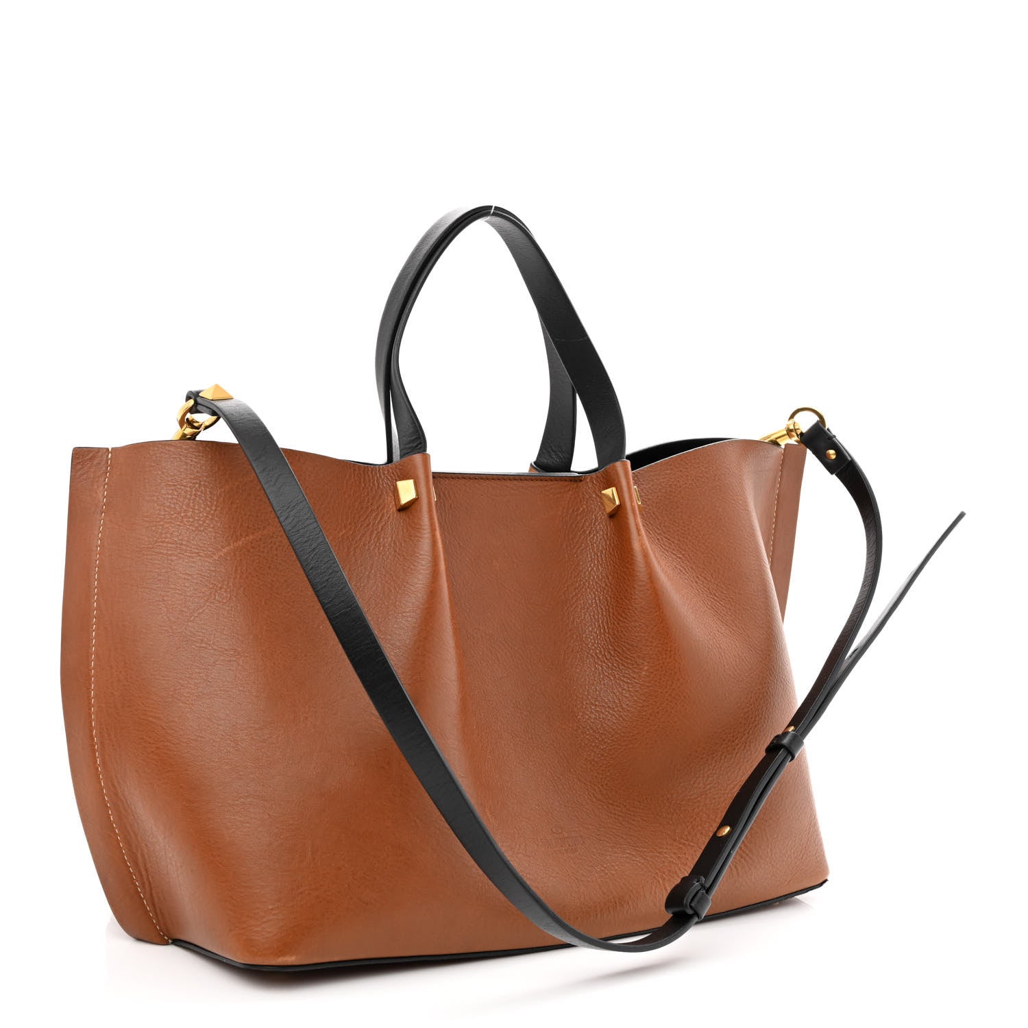Valentino Garavani Grainy Calfskin Medium VLogo Escape Shopper Brown Black 4 of 15