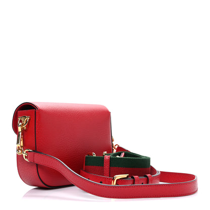 Gucci X ADIDAS Textured Dollar Calfskin Web Trefoil Mini Horsebit 1955 Shoulder Bag Hibiscus Red Off White 2 of 9