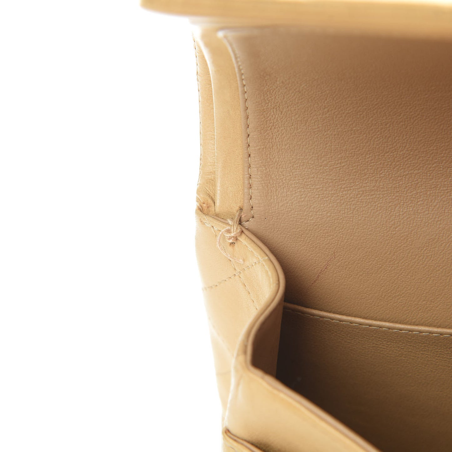 Lambskin Quilted Medium Double Flap Beige