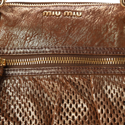 Miu Miu Metallic Nappa Perforated Satchel 8 of 10
