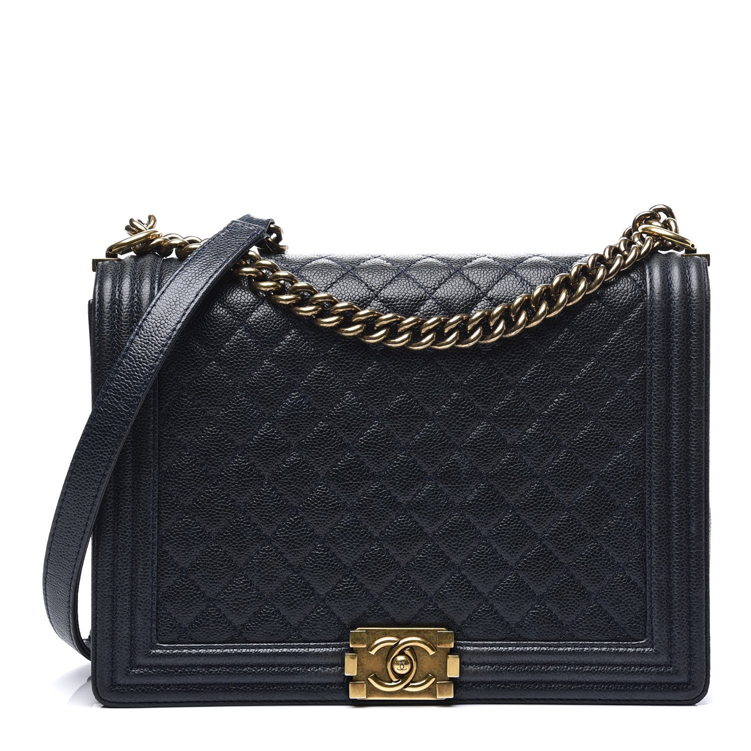 Chanel Caviar Quilted Large Boy Flap Blue 1 of 12