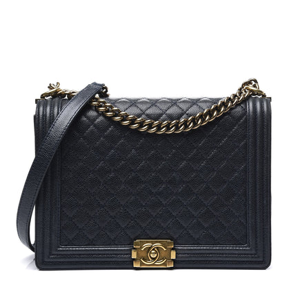 Chanel Caviar Quilted Large Boy Flap Blue 1 of 12