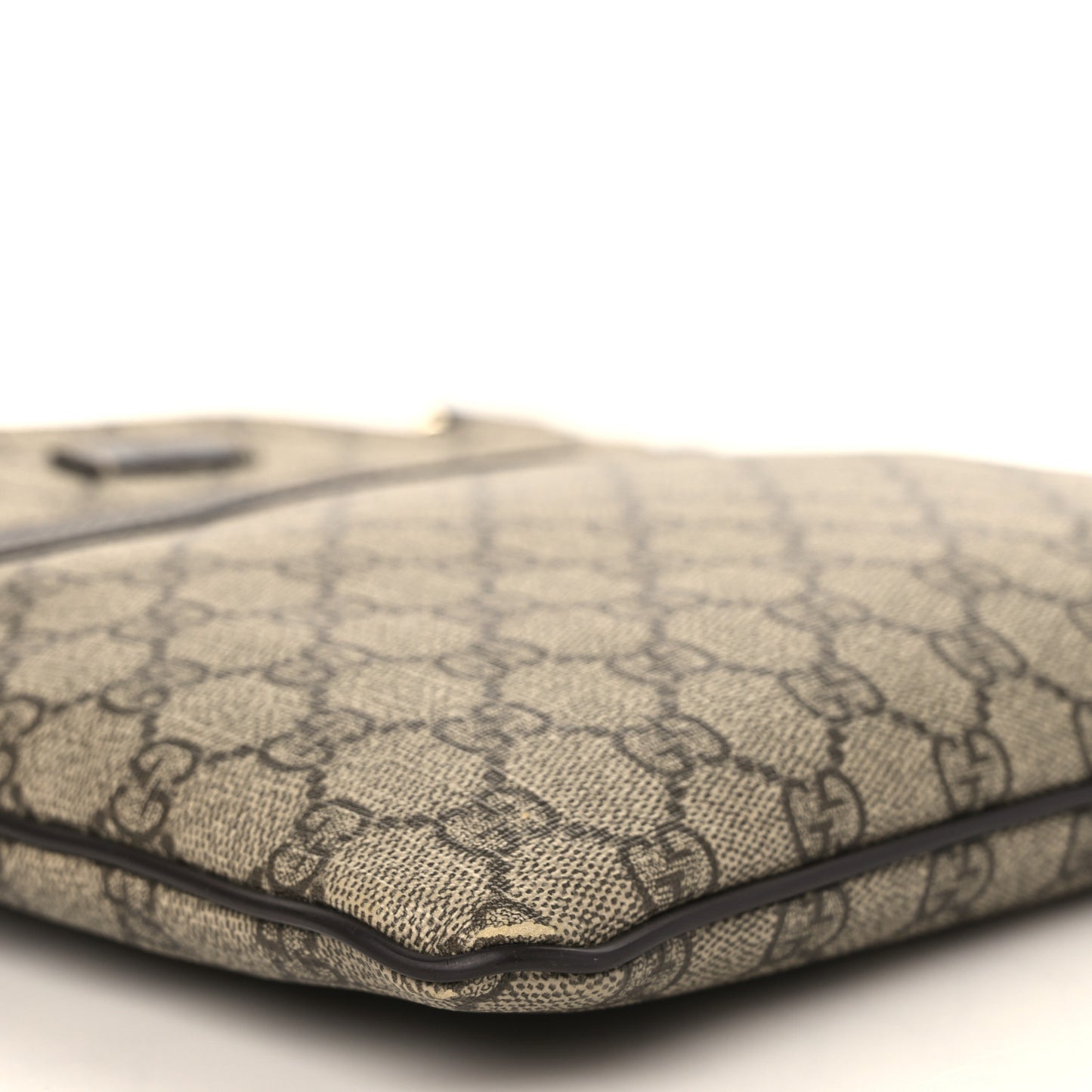 GG Supreme Monogram Selleria Calfskin Small Flat Side Zip Messenger Bag Beige Ebony Cocoa Dark Chocolate