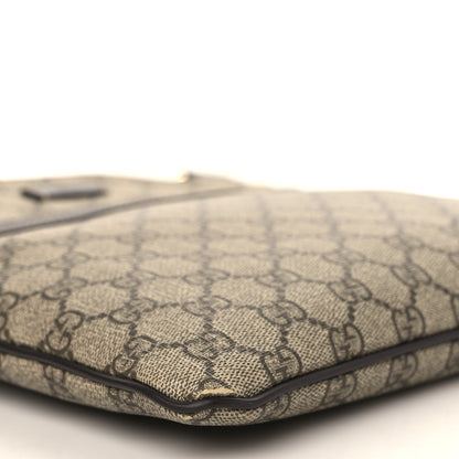Gucci GG Supreme Monogram Selleria Calfskin Small Flat Side Zip Messenger Bag Beige Ebony Cocoa Dark Chocolate 8 of 11