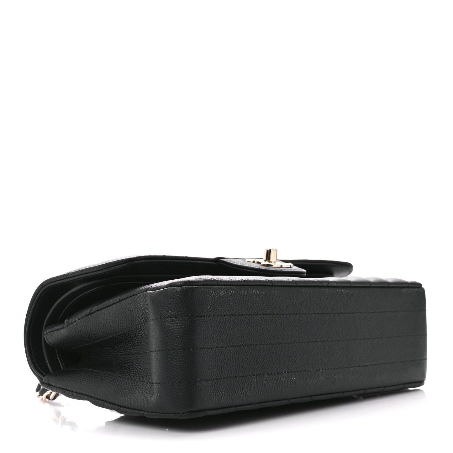 Caviar Chevron Quilted Small Double Flap Black