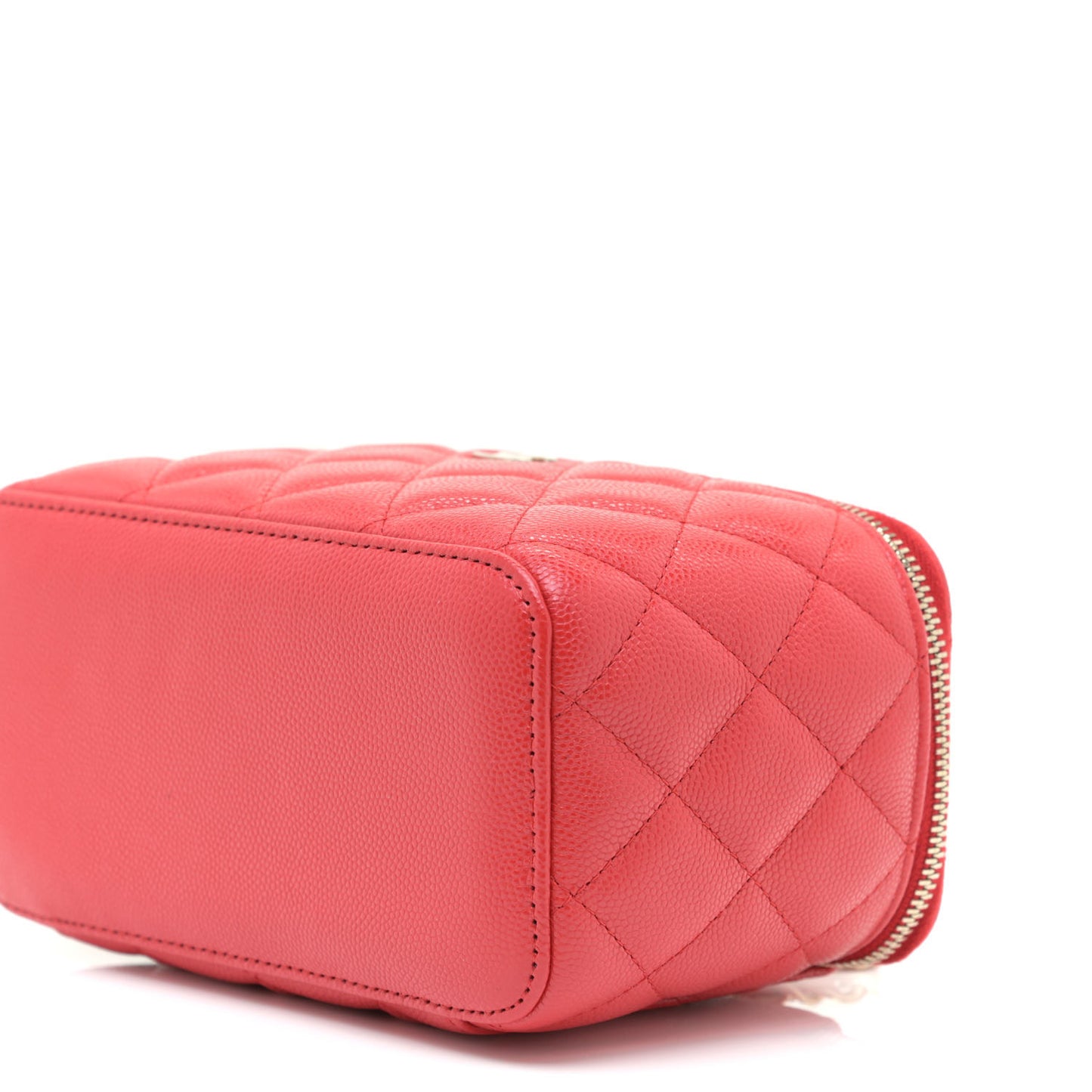 Caviar Quilted Small Vanity Case With Chain Pink
