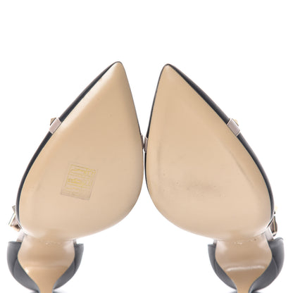 Valentino Garavani Nappa Rockstud Cross Strap D'Orsay 105mm Pumps 38 Black Poudre 6 of 9