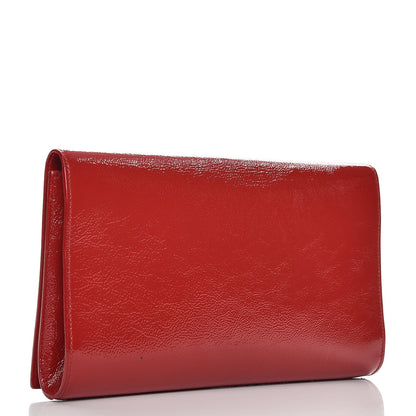 Saint Laurent Textured Patent Monogram Large Belle De Jour Clutch Red 3 of 8