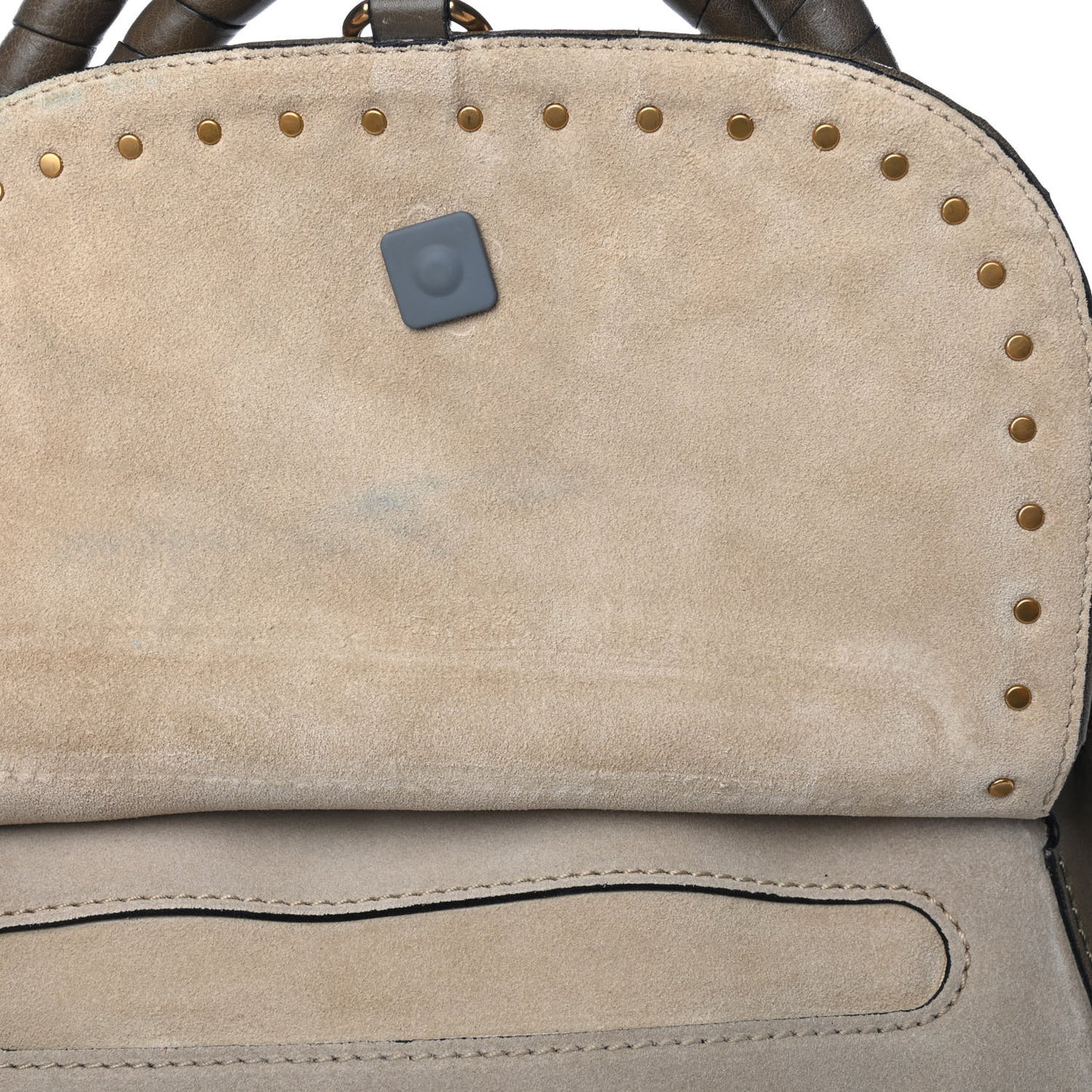 Calfskin Studded Medium Marcie Satchel Merino Grey